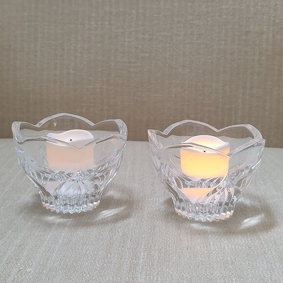 Crystal Tulip Flower Candleholders Votive holder Set of 2 - Picture 10 of 11